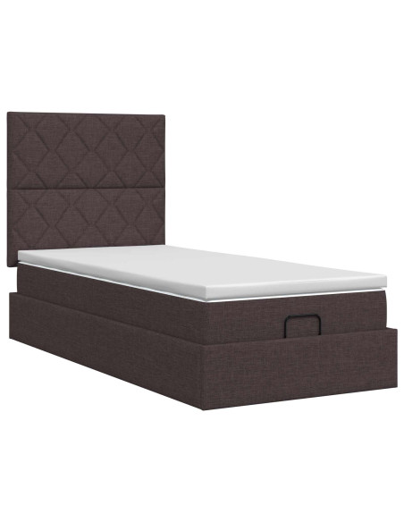 Letto ottomano con materasso Marrone Scuro 90 x 200 cm Tessuto