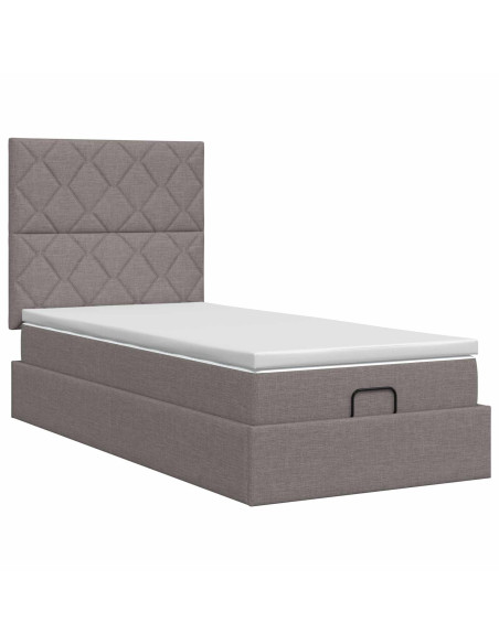 Letto ottomano con materasso Tortora 90 x 200 cm Tessuto