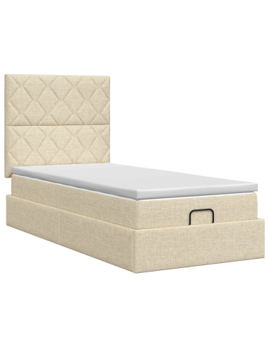 Letto ottomano con materasso Crema 90 x 200 cm Tessuto