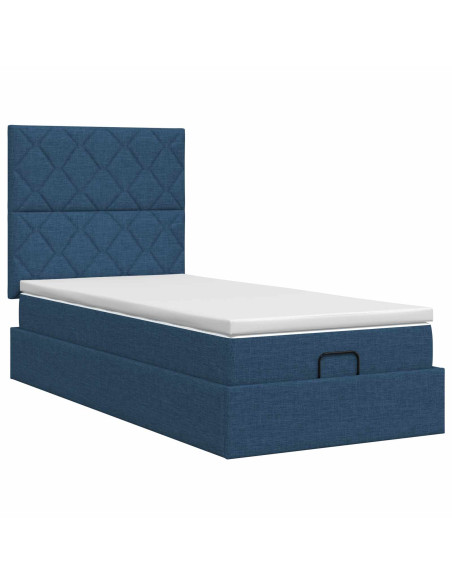 Letto ottomano con materasso Blu 90 x 200 cm Tessuto