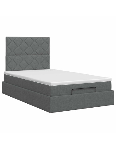 Letto ottomano con materasso Grigio Scuro 120 x 190 cm Tessuto
