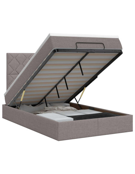 Letto ottomano con materasso Tortora 120 x 190 cm Tessuto