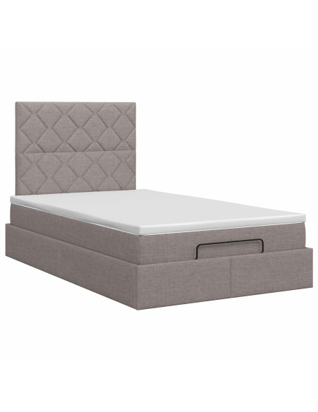 Letto ottomano con materasso Tortora 120 x 190 cm Tessuto