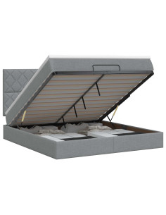 Letto ottomano con materasso Grigio Chiaro 140 x 200 cm Tessuto 2