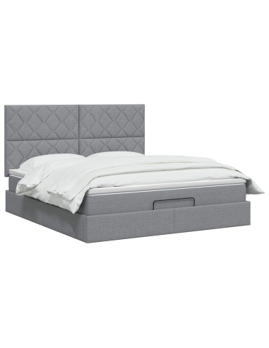 Letto ottomano con materasso Grigio Chiaro 140 x 200 cm Tessuto