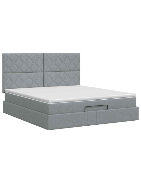 Letto ottomano con materasso Grigio Chiaro 140 x 200 cm Tessuto