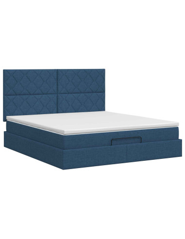 Letto ottomano con materasso Blu 140 x 200 cm Tessuto