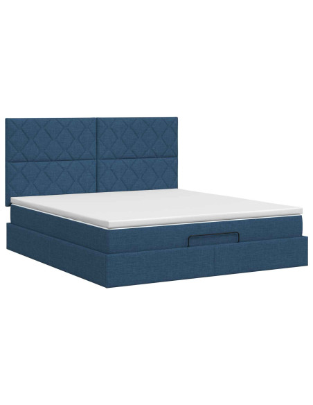 Letto ottomano con materasso Blu 140 x 200 cm Tessuto