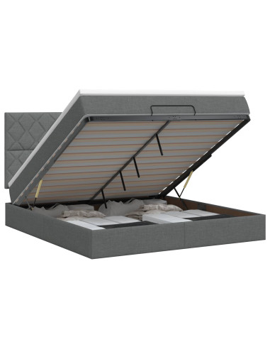 Letto ottomano con materasso Grigio Scuro 160 x 200 cm Tessuto