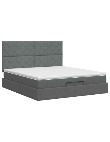 Letto ottomano con materasso Grigio Scuro 160 x 200 cm Tessuto