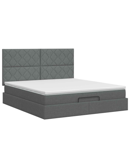Letto ottomano con materasso Grigio Scuro 180 x 200 cm Tessuto