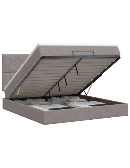Letto ottomano con materasso Tortora 180 x 200 cm Tessuto