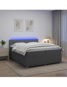 Letto box spring con materasso Grigio Scuro 200 x 200 cm