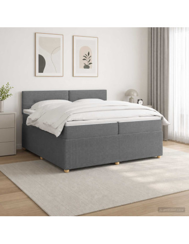 Letto box spring con materasso Grigio Scuro 200 x 200 cm