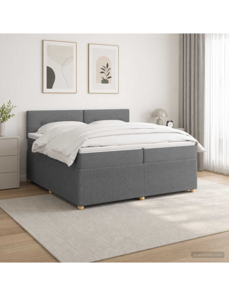 Letto box spring con materasso Grigio Scuro 200 x 200 cm