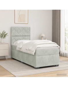 Letto box spring con materasso Grigio Chiaro 100 x 200 cm