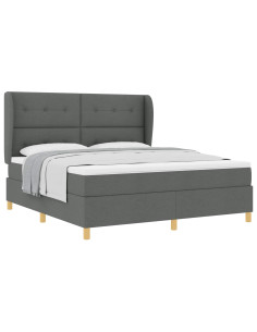 Letto a molle con testiera Grigio scuro 200 x 180 cm Tessuto 2