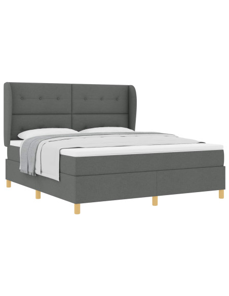 Letto a molle con testiera Grigio scuro 200 x 180 cm Tessuto