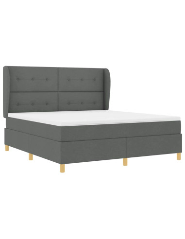 Letto a molle con testiera Grigio scuro 200 x 180 cm Tessuto