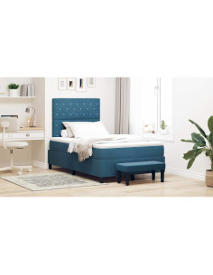 Letto a molle con testiera Blu scuro 190 x 120 cm Velluto