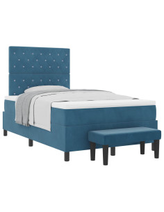 Letto a molle con testiera Blu scuro 190 x 120 cm Velluto 2
