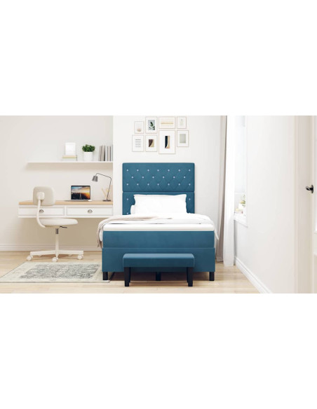 Letto a molle con testiera Blu scuro 190 x 120 cm Velluto