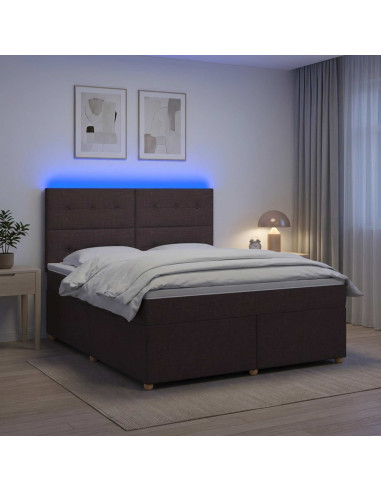 Letto box spring con materasso Marrone Scuro 180 x 200 cm