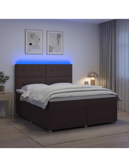 Letto box spring con materasso Marrone Scuro 180 x 200 cm