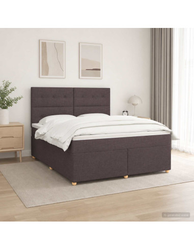 Letto box spring con materasso Marrone Scuro 180 x 200 cm