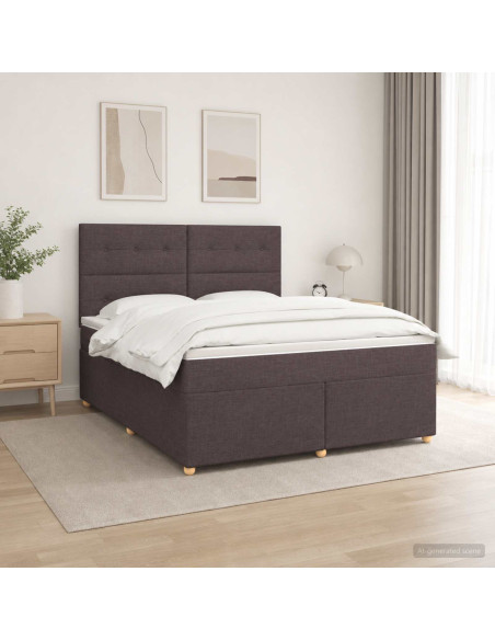 Letto box spring con materasso Marrone Scuro 180 x 200 cm
