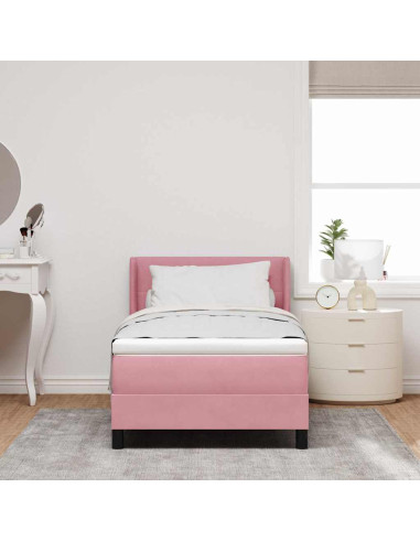 Letto a molle con testiera Rosa 200 x 100 cm Velluto