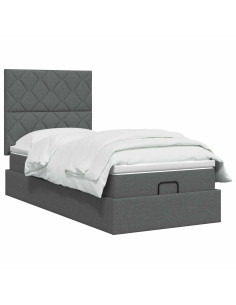 Letto Ottomano con Materasso e LED Grigio Scuro 80 x 200 cm 2