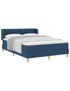 Letto a molle con testiera Blu 160 x 200 cm Tessuto 2