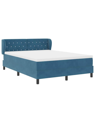 Letto a molle con testiera Blu scuro 160 x 200 cm Velluto