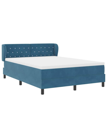Letto a molle con testiera Blu scuro 160 x 200 cm Velluto