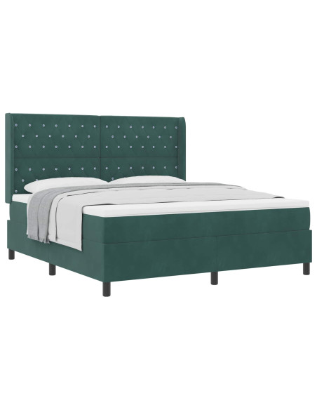 Letto a molle con materasso Verde Scuro 180 x 200 cm Velluto