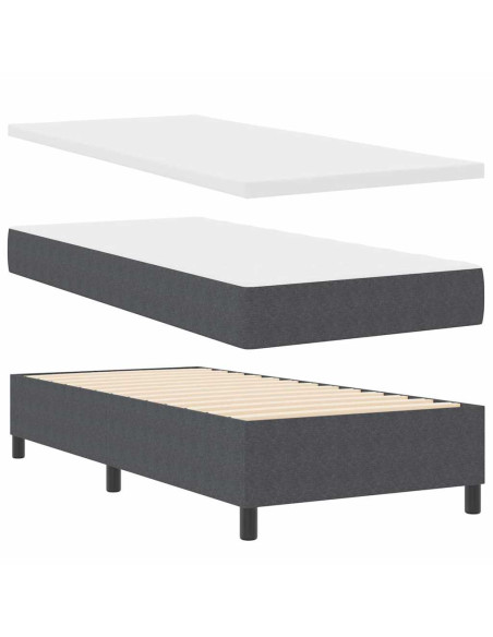 Letto a molle con testiera Grigio Scuro e Bianco 100 x 200 cm