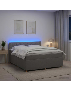 Letto box spring con materasso Grigio Chiaro 140 x 190 cm