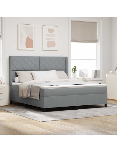 Letto a molle con cuscino Grigio chiaro 200 x 180 cm Tessuto
