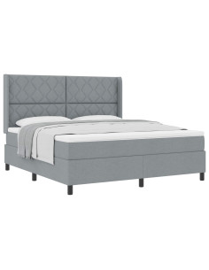 Letto a molle con cuscino Grigio chiaro 200 x 180 cm Tessuto 2