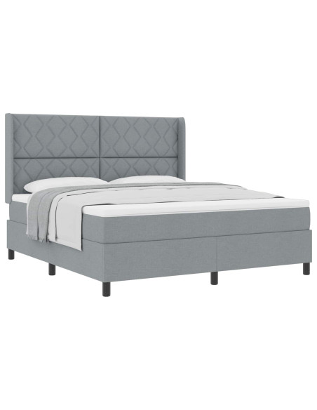 Letto a molle con cuscino Grigio chiaro 200 x 180 cm Tessuto