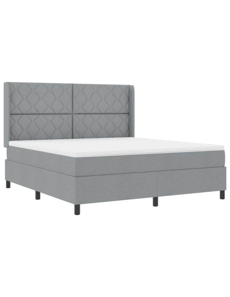 Letto a molle con cuscino Grigio chiaro 200 x 180 cm Tessuto