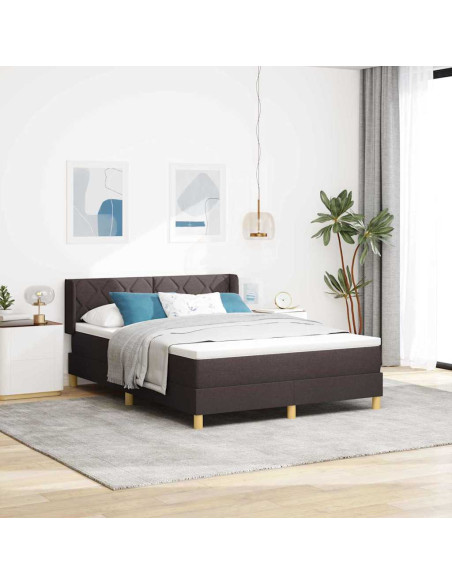 Letto a molle con testiera Marrone Scuro 200 x 160 cm Tessuto