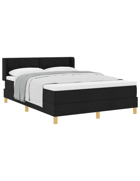 Letto a molle con testiera Nero 200 x 140 cm Tessuto