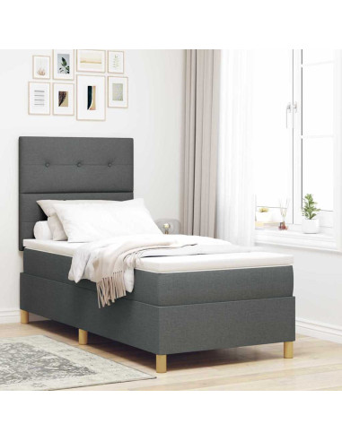 Letto a Sorgente LED Grigio scuro 90 x 200 cm Tessuto