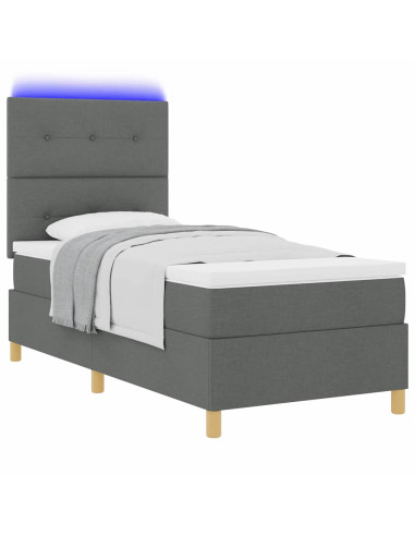 Letto a Sorgente LED Grigio scuro 90 x 200 cm Tessuto