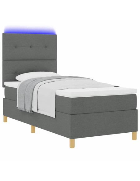 Letto a Sorgente LED Grigio scuro 90 x 200 cm Tessuto