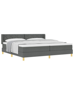 Letto a molle con testiera Grigio scuro 200 x 200 cm Tessuto 2