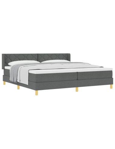 Letto a molle con testiera Grigio scuro 200 x 200 cm Tessuto