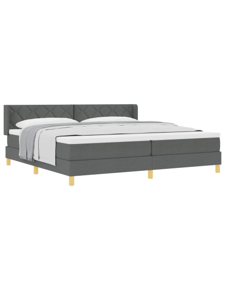 Letto a molle con testiera Grigio scuro 200 x 200 cm Tessuto